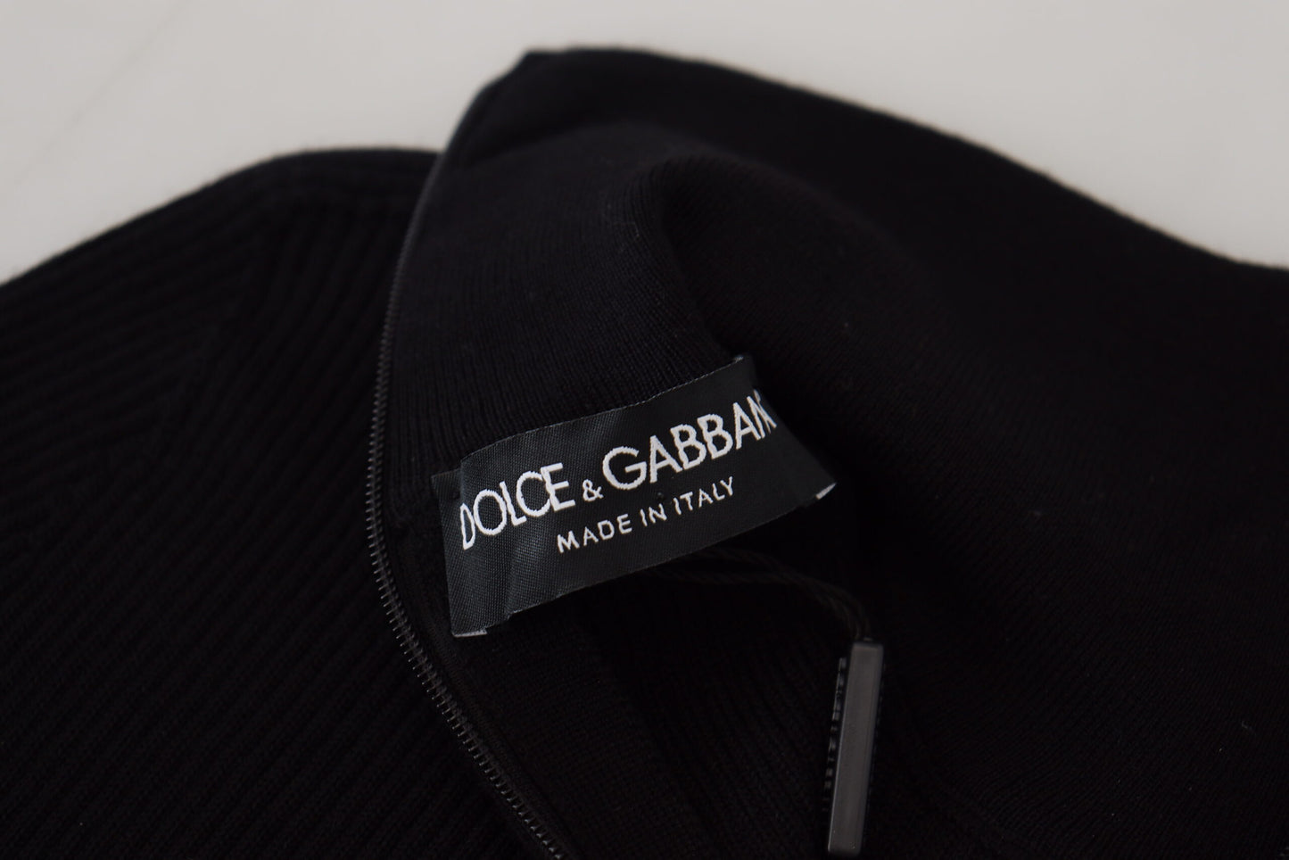 Dolce & Gabbana Black Half Zip Turtleneck Pullover Sweater