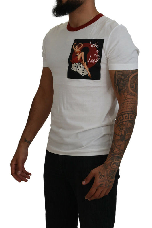 Dolce & Gabbana Cotton White Logo Print Crewneck T-shirt