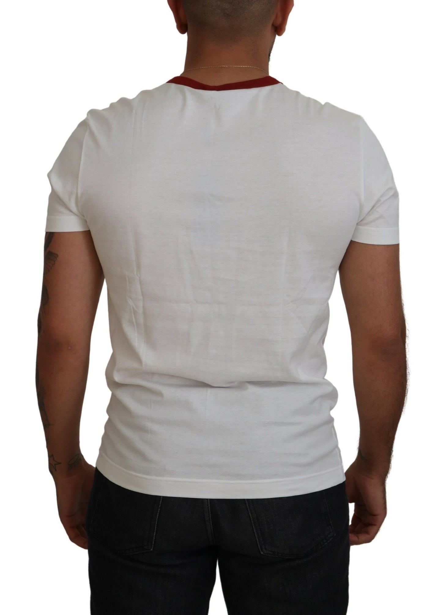 Dolce & Gabbana Cotton White Logo Print Crewneck T-shirt