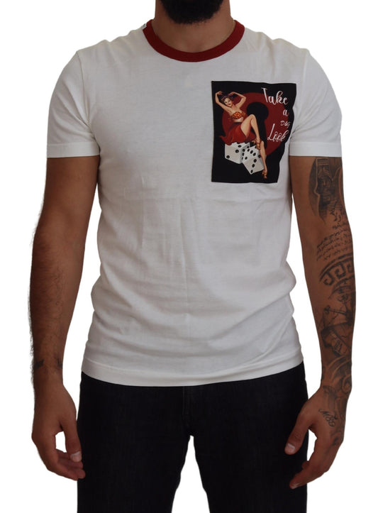 Dolce & Gabbana Cotton White Logo Print Crewneck T-shirt