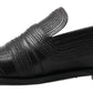 Dolce & Gabbana Black Leather Slipper Loafers Stitched Shoes