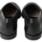 Dolce & Gabbana Black Leather Slipper Loafers Stitched Shoes