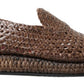 Dolce & Gabbana Brown Woven Leather Loafers Casual