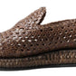 Dolce & Gabbana Brown Woven Leather Loafers Casual