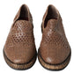 Dolce & Gabbana Brown Woven Leather Loafers Casual