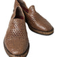 Dolce & Gabbana Brown Woven Leather Loafers Casual