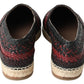 Dolce & Gabbana Black Bordeaux Buffalo Leather Espadrille Shoes