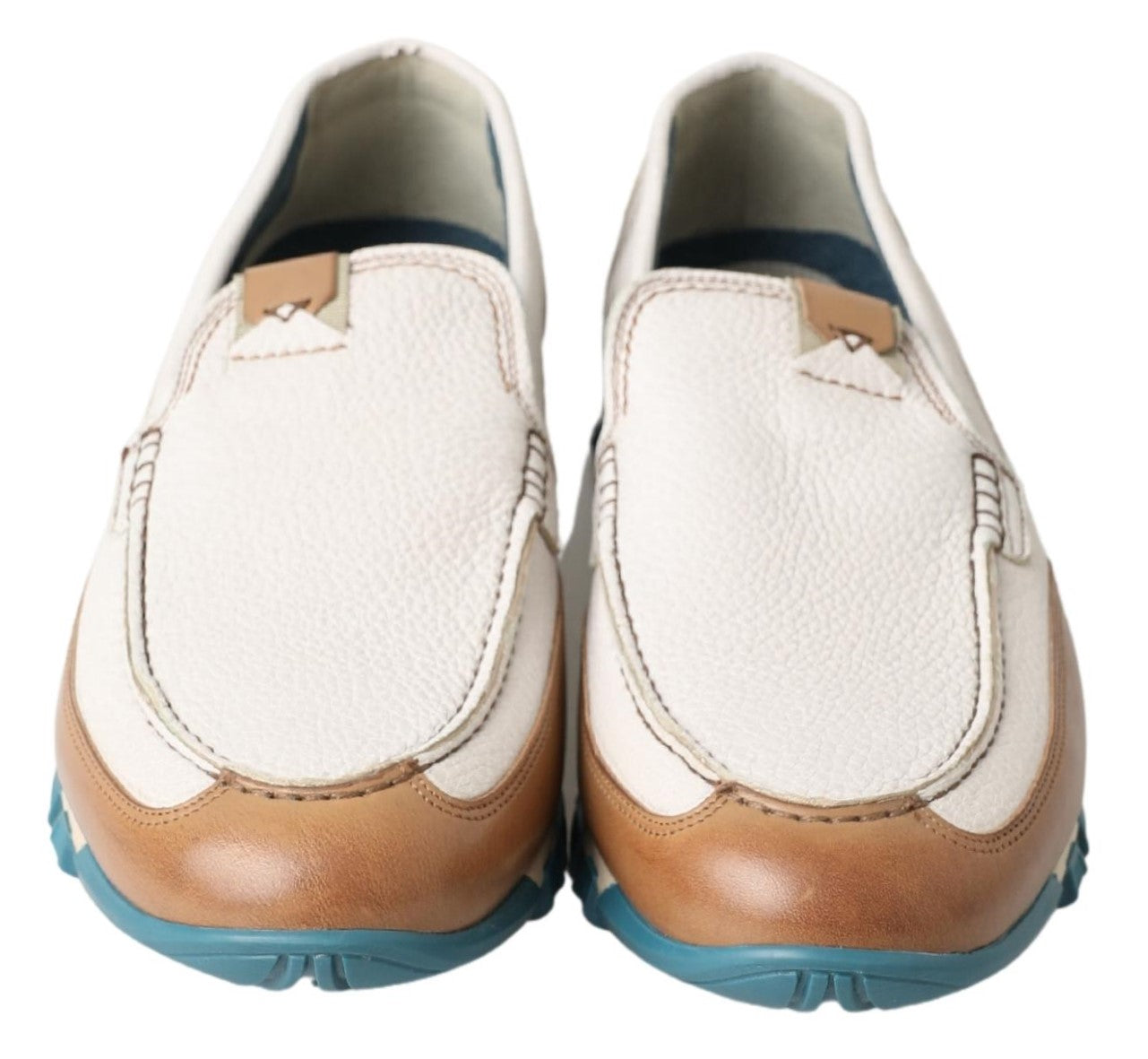 Dolce & Gabbana White Leather Loafers Moccasins Shoes