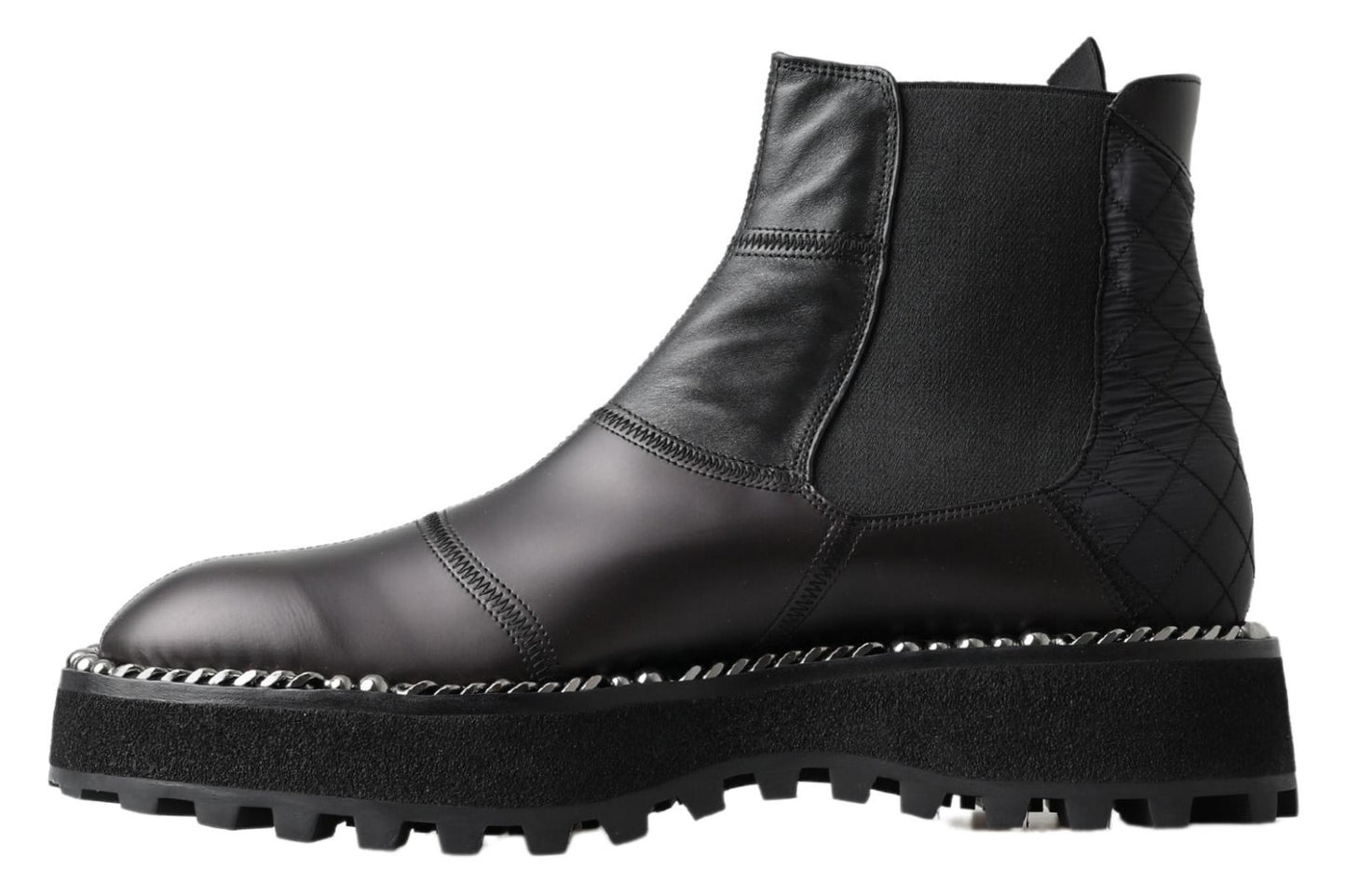 Dolce & Gabbana Black Leather Slip on Stretch Boots