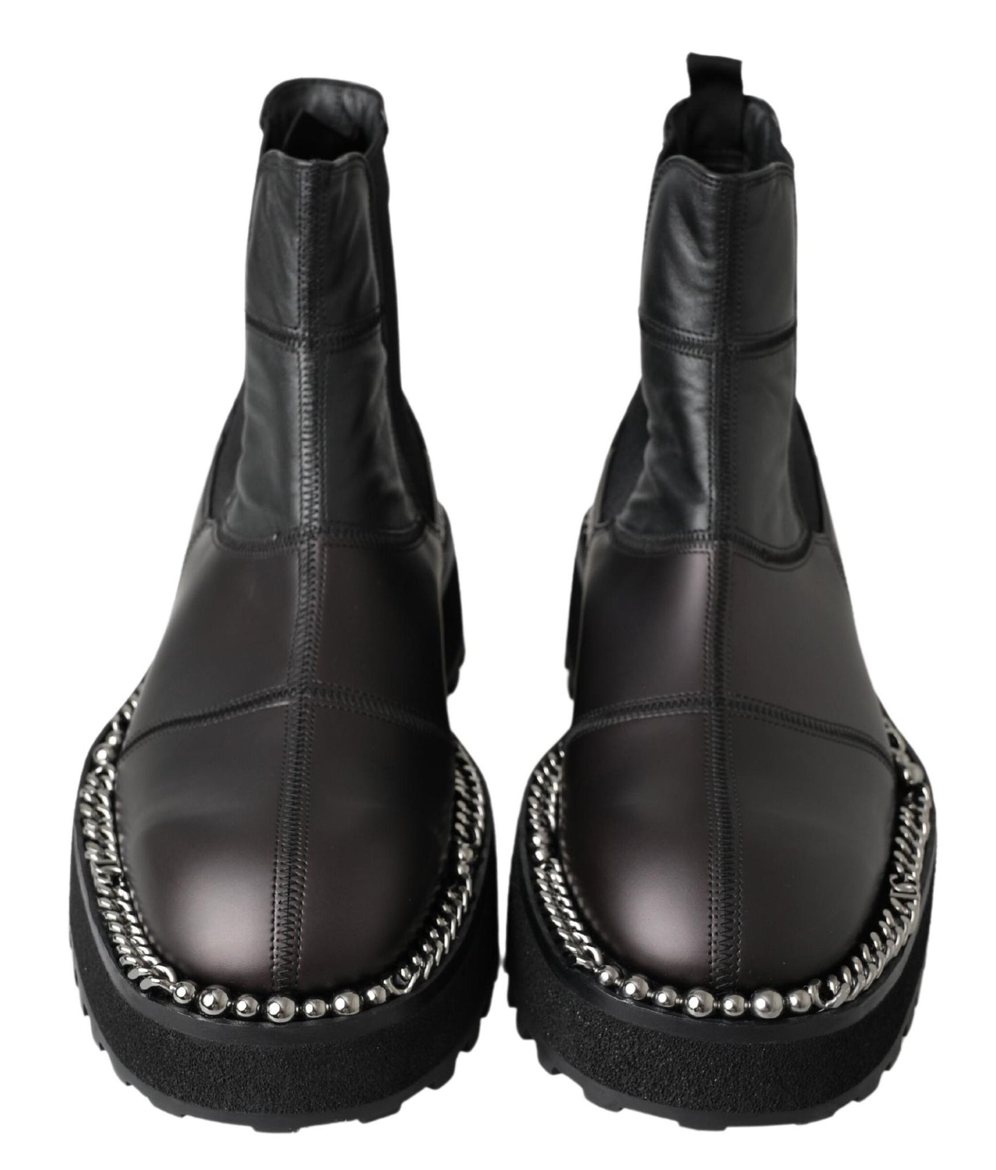 Dolce & Gabbana Black Leather Slip on Stretch Boots