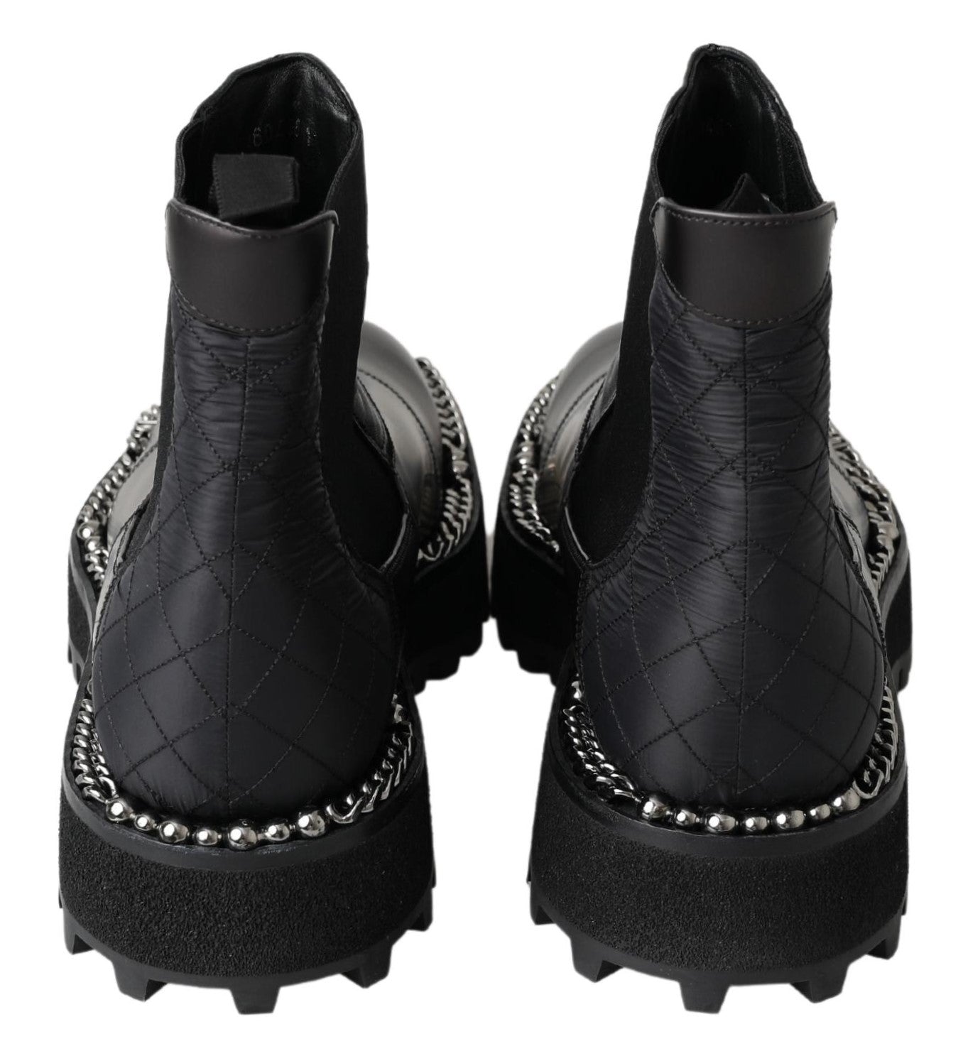 Dolce & Gabbana Black Leather Slip on Stretch Boots