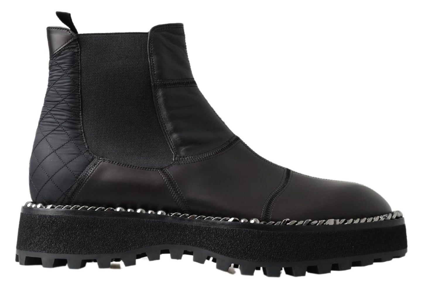 Dolce & Gabbana Black Leather Slip on Stretch Boots