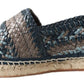 Dolce & Gabbana Blue Gray Leather Buffalo Espadrille  Shoes