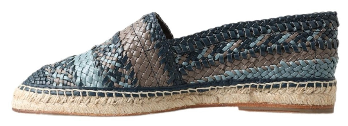 Dolce & Gabbana Blue Gray Leather Buffalo Espadrille  Shoes