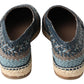 Dolce & Gabbana Blue Gray Leather Buffalo Espadrille  Shoes