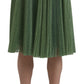 Dolce & Gabbana Metallic Green High Waist A-line Pleated Skirt