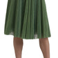 Dolce & Gabbana Metallic Green High Waist A-line Pleated Skirt