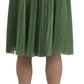 Dolce & Gabbana Metallic Green High Waist A-line Pleated Skirt