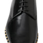 Dolce & Gabbana Black Derby Gold Studded Leather Shoes