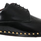 Dolce & Gabbana Black Derby Gold Studded Leather Shoes