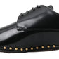 Dolce & Gabbana Black Derby Gold Studded Leather Shoes