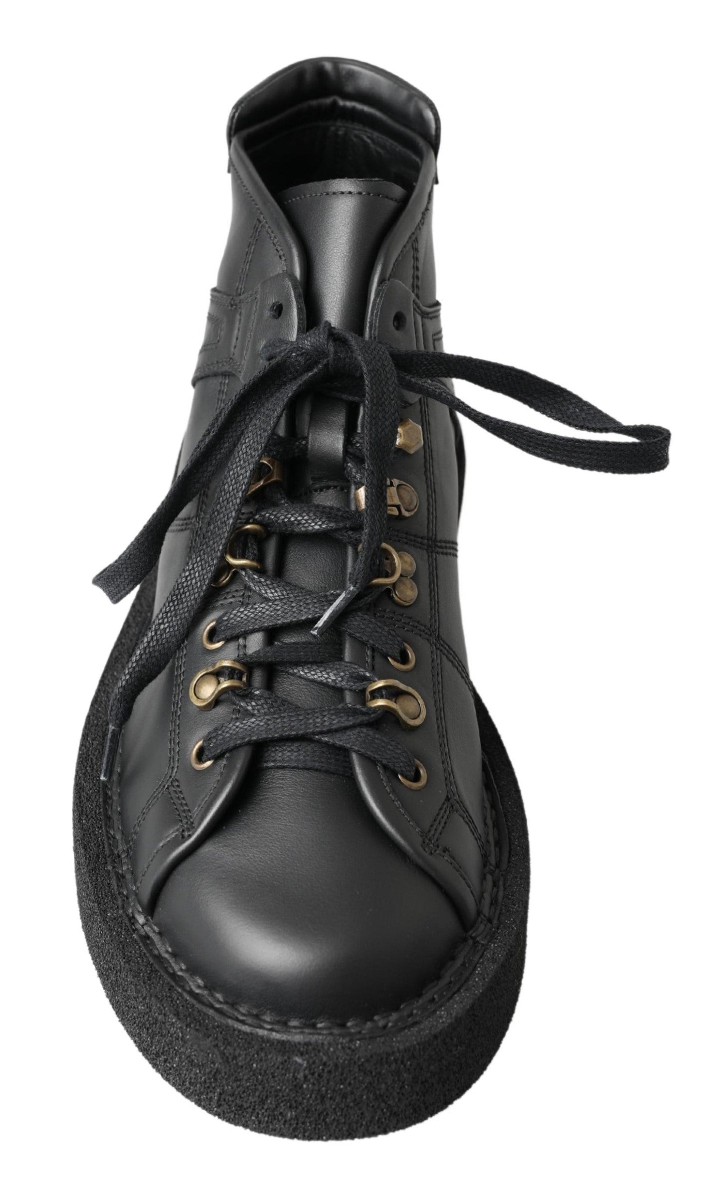 Dolce & Gabbana Black Leather Slip on Stretch Boots