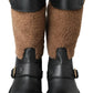 Dolce & Gabbana Black Leather Brown Shearling Boots