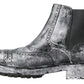 Dolce & Gabbana Black Gray Leather Ankle Boots