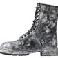 Dolce & Gabbana Black Gray Leather Mid Calf Boots Shoes