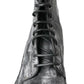 Dolce & Gabbana Black Gray Leather Mid Calf Boots Shoes