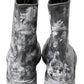 Dolce & Gabbana Black Gray Leather Mid Calf Boots Shoes