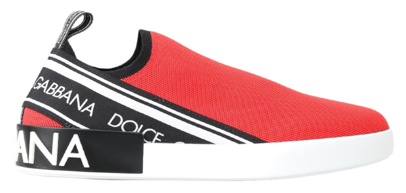 Dolce & Gabbana Red White Flat Sneakers Loafers Shoes