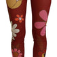 Dolce & Gabbana Red Floral Leggings Stretch Waist Pants