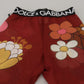 Dolce & Gabbana Red Floral Leggings Stretch Waist Pants