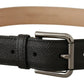 Dolce & Gabbana Black Calf Leather Brown Backend Belt