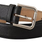 Dolce & Gabbana Black Calf Leather Brown Backend Metal Buckle Belt