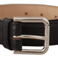 Dolce & Gabbana Black Calf Leather Brown Backend Metal Buckle Belt