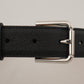 Dolce & Gabbana Black Calf Leather Brown Backend Metal Buckle Belt