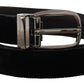 Dolce & Gabbana Black Velvet Classic Logo Engraved Metal Belt