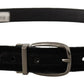 Dolce & Gabbana Black Velvet Classic Logo Engraved Metal Belt