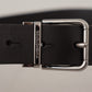 Dolce & Gabbana Black Casual Calf Leather Logo Metal Buckle Belt