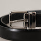 Dolce & Gabbana Black Calf Leather Metal Logo Buckle Belt