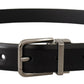 Dolce & Gabbana Black Calf Leather Metal Logo Buckle Belt