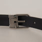 Dolce & Gabbana Black Calf Leather Metal Logo Buckle Belt