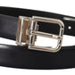 Dolce & Gabbana Black Calf Leather Classic Logo Metal Buckle Belt