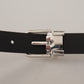 Dolce & Gabbana Black Calf Leather Classic Logo Metal Buckle Belt