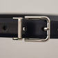 Dolce & Gabbana Black Calf Leather Classic Logo Metal Buckle Belt