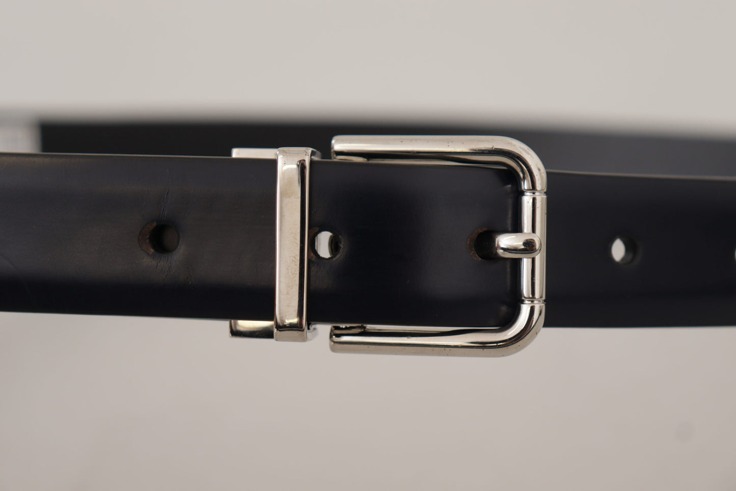 Dolce & Gabbana Black Calf Leather Classic Logo Metal Buckle Belt