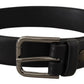 Dolce & Gabbana Black Calf Leather Classic Logo Metal Buckle Belt