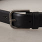 Dolce & Gabbana Black Calf Leather Classic Logo Metal Buckle Belt